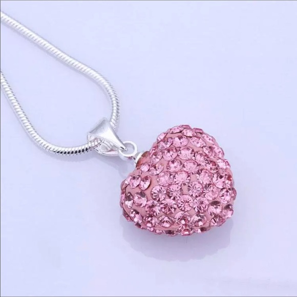 Jillerellas Castle Jewelry - Pink Puff Heart Necklace New With Tags NWT